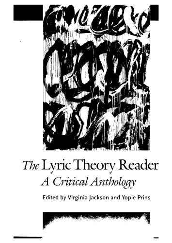 The Lyric Theory Reader A Critical Anthology Virginia Jackson