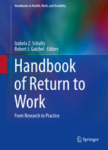 Handbook Of Return To Work From Research To Practice 1st Edition Izabela Z Schultz