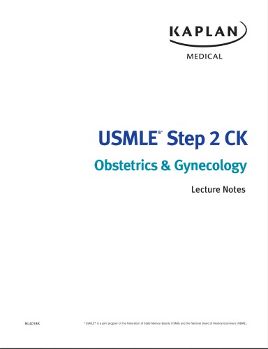 Usmle Step 2 Ck Lecture Notes Obstetricsgynecology Kaplan