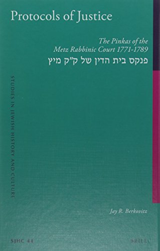 Protocols Of Justice The Pinkas Of The Metz Rabbinic Court 17711789 Jay R Berkovitz