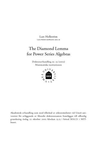 The Diamond Lemma For Power Series Algebras Phd Thesis Lars Hellstrm