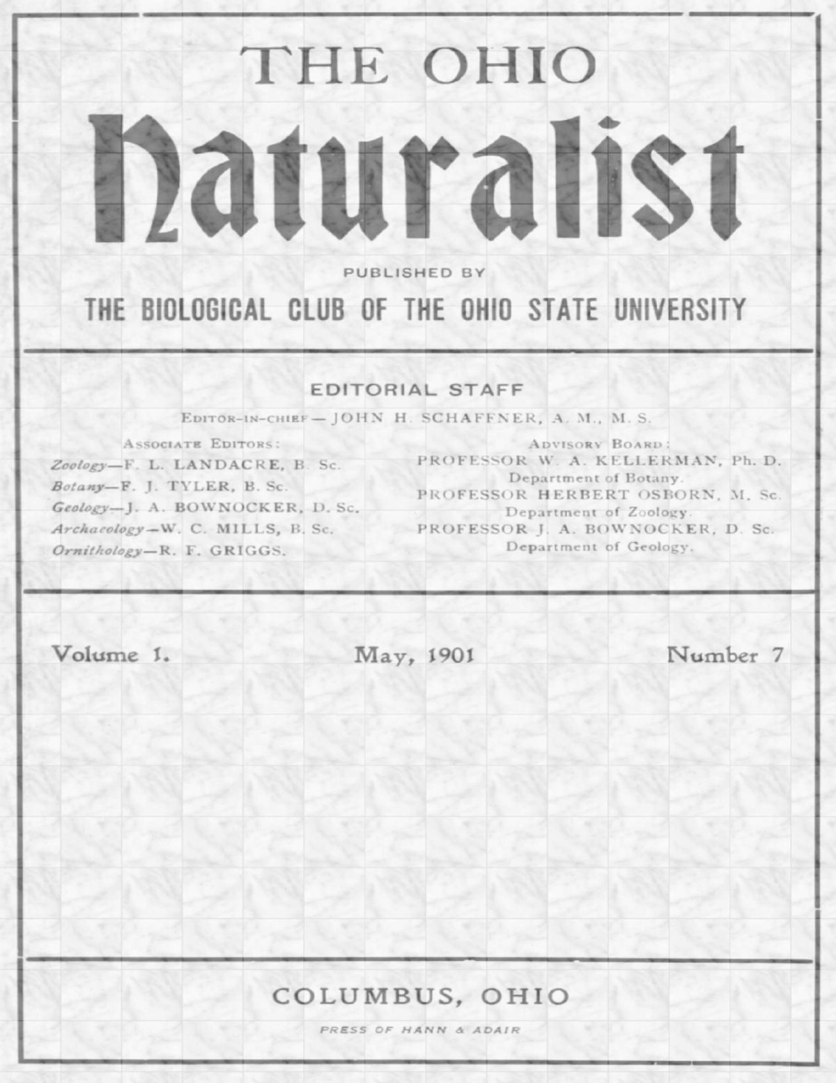 The Ohio Naturalist The Biological Club Of The Ohio State University