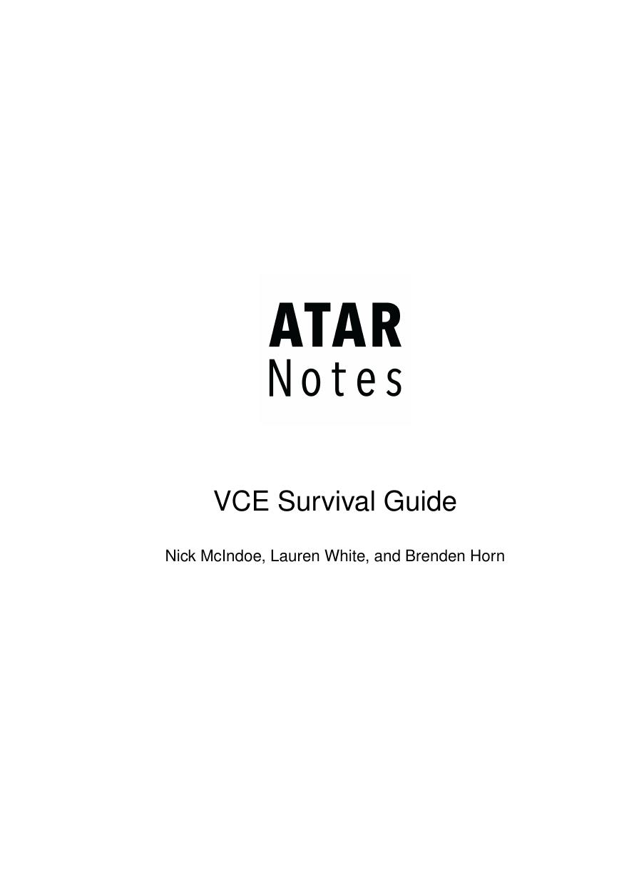 Vce Survival Guide Nick Mcindoe Lauren White Brenden Horn
