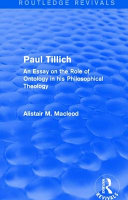 Paul Tillich 1973 An Essay On The Role Of Ontology In His Philosophical Theology 1st Edition Alistair M Macleod