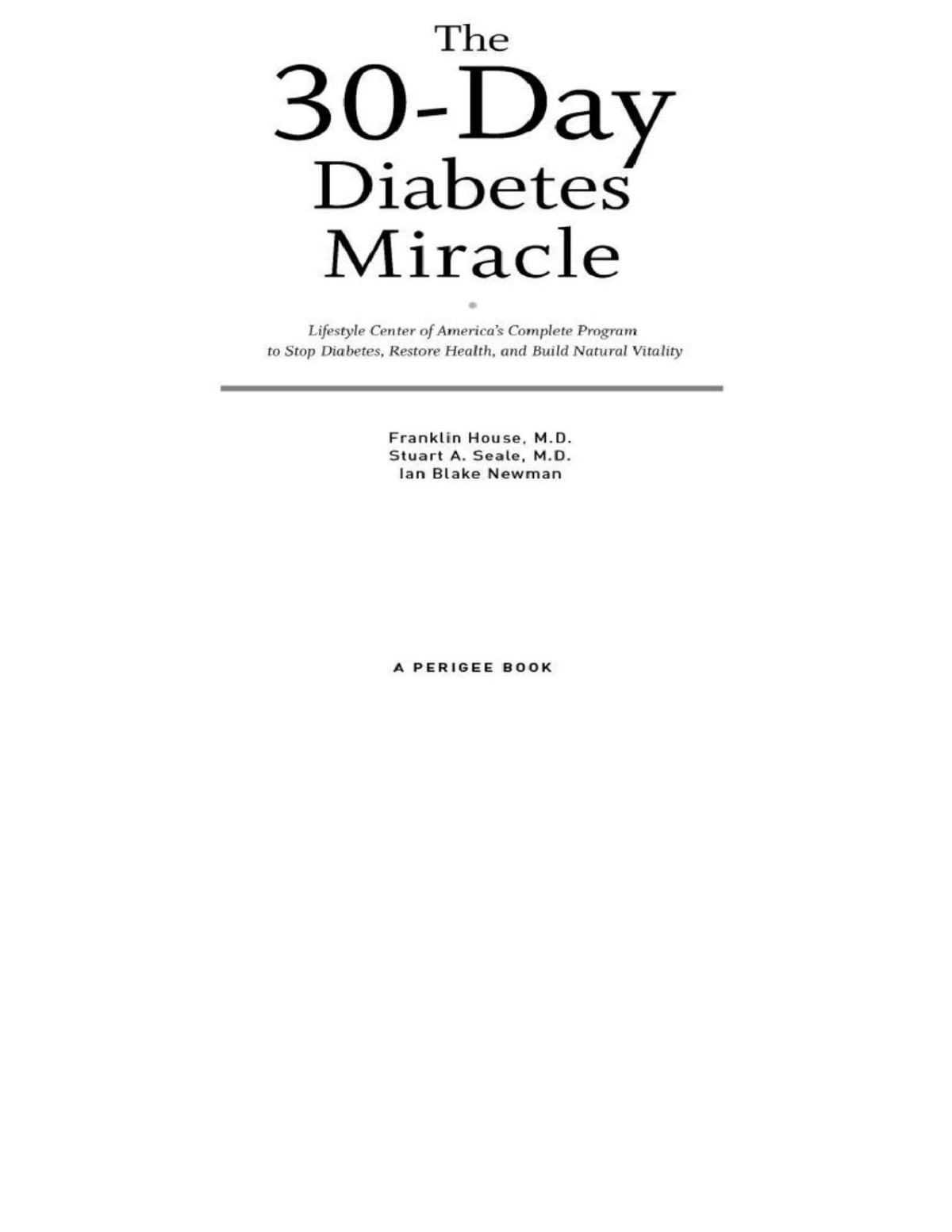 The 30day Diabetes Miracle Franklin House