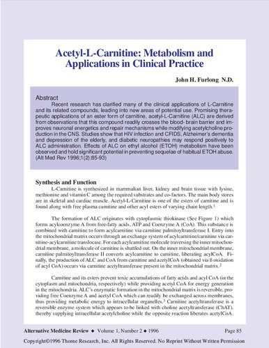 Alternative Medicine Review Monographs Of Micronutrients Carnitine Thiamine Riboflavin Taurine Lysine Etc Alternative Medicine Review