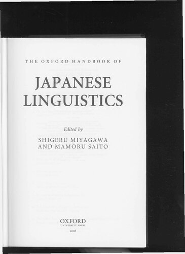 The Oxford Handbook Of Japanese Linguistics Shigeru Miyagawa Mamoru Saito