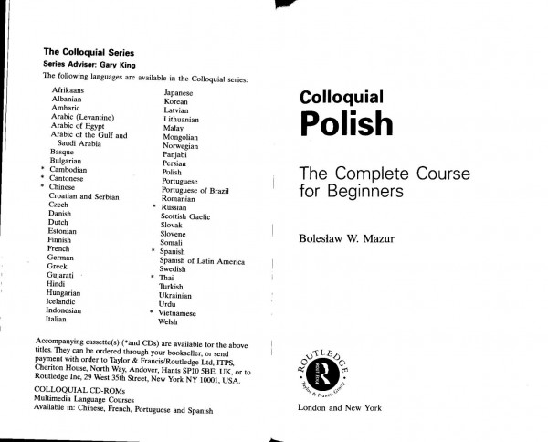 Colloquial Polish The Complete Course For Beginners 3rd Edition Bolesaw W Mazur