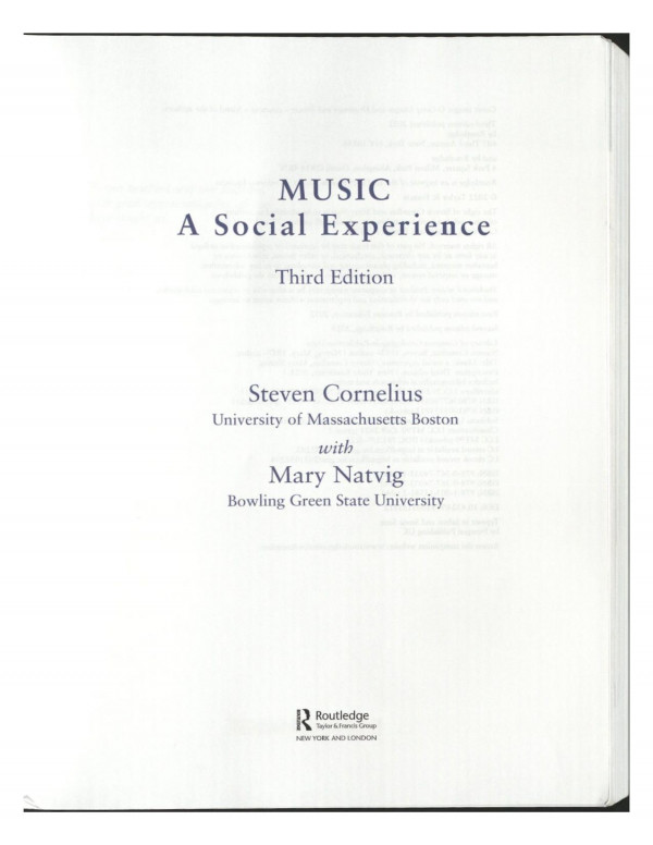 Music A Social Experience Third Steven Cornelius Mary Natvig