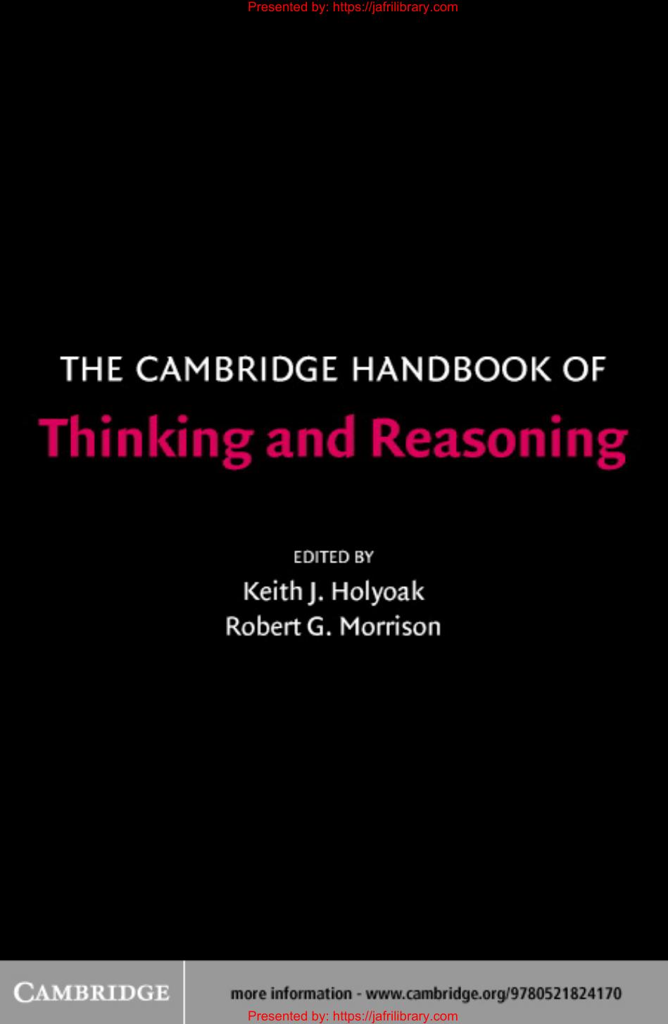 The Cambridge Handbook Of Thinking And Reasoning Keith James Holyoak