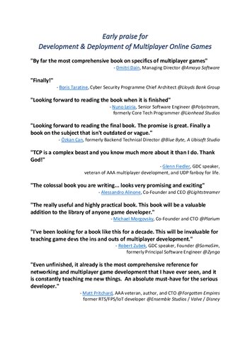 Development And Deployment Of Multiplayer Online Games Vol Ii No Bugs Hare