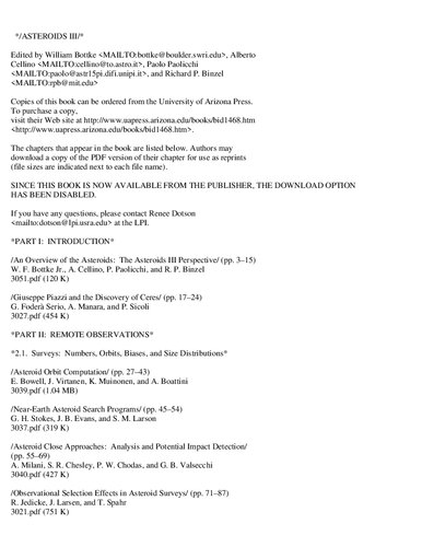 Asteroids Iii William F Bottke Editor Alberto Cellino Editor