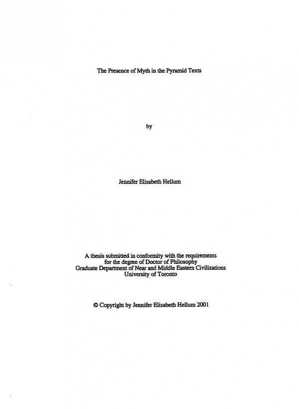 The Presence Of Myth In The Pyramid Texts J E Hellum