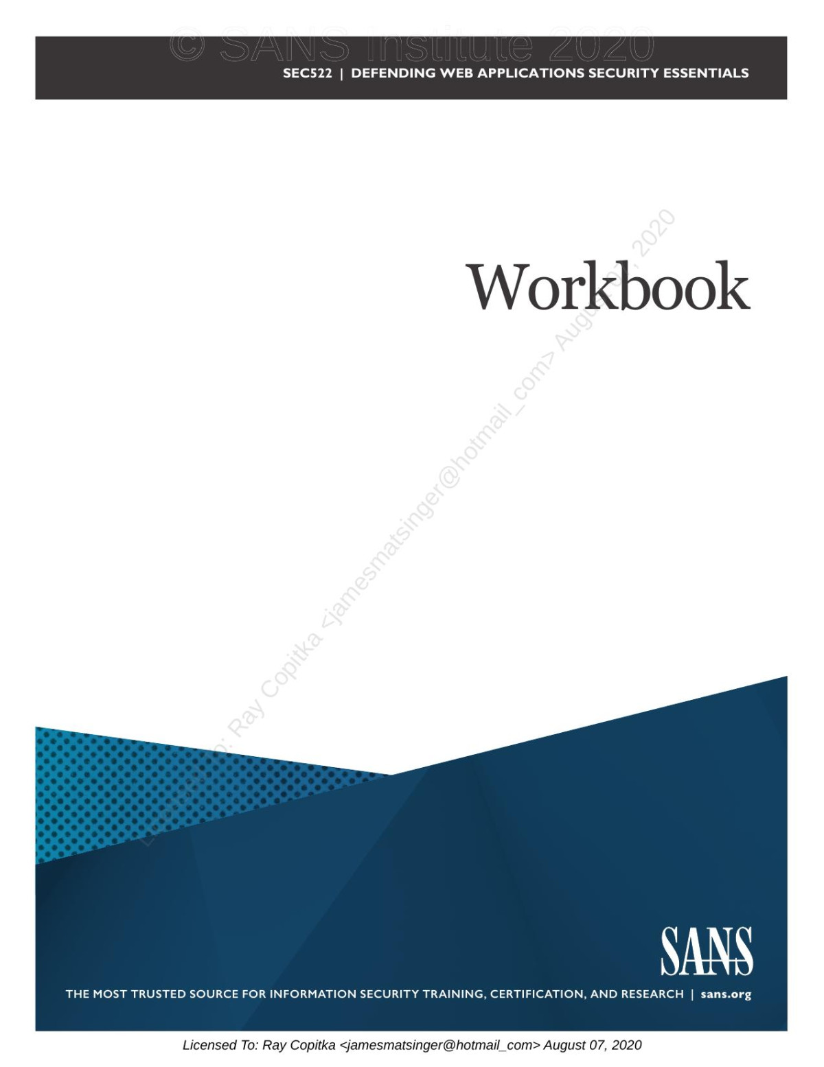 Sec522 Workbook Jason Lam Johannes Ullrich
