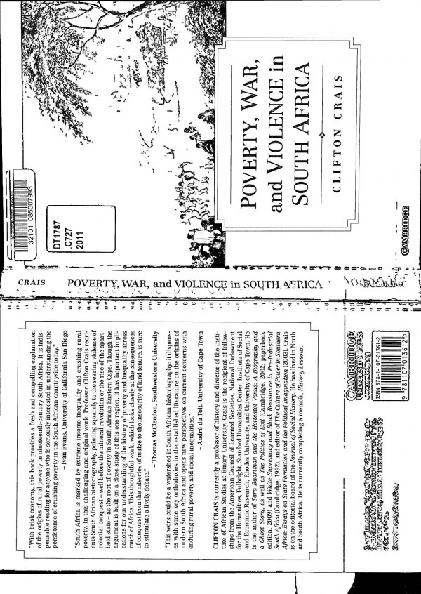Poverty War And Violence In South Africa Clifton Crais
