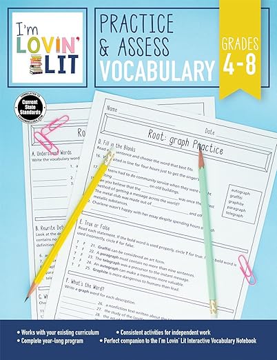 Im Lovin Lit Practice Assess Vocabulary Workbook For Grades 48 Erin Cobb