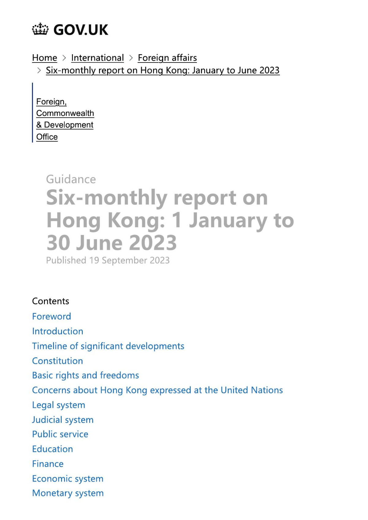 Sixmonthly Report On Hong Kong 1 January To 30 June 2023 Gov Uk