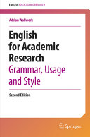 English For Academic Research Grammar Usage And Style 2nd Edition 2nd Adrian Wallwork