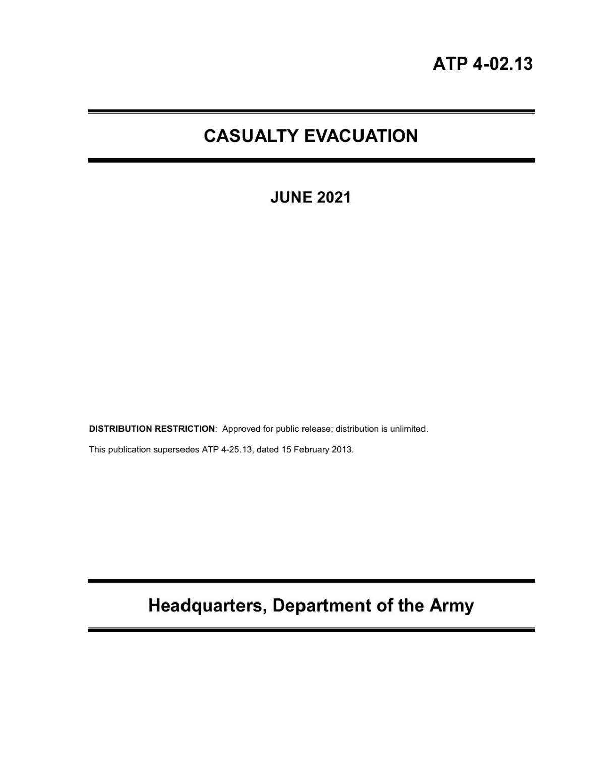 Atp 40213 Casualty Evacuation Department Of The Army