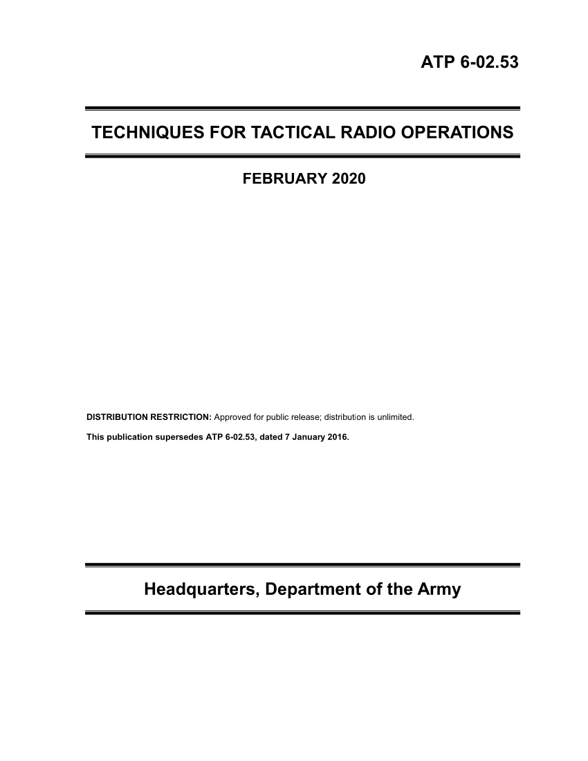Atp 60253 Techniques For Tactical Radio Operations Department Of The Army