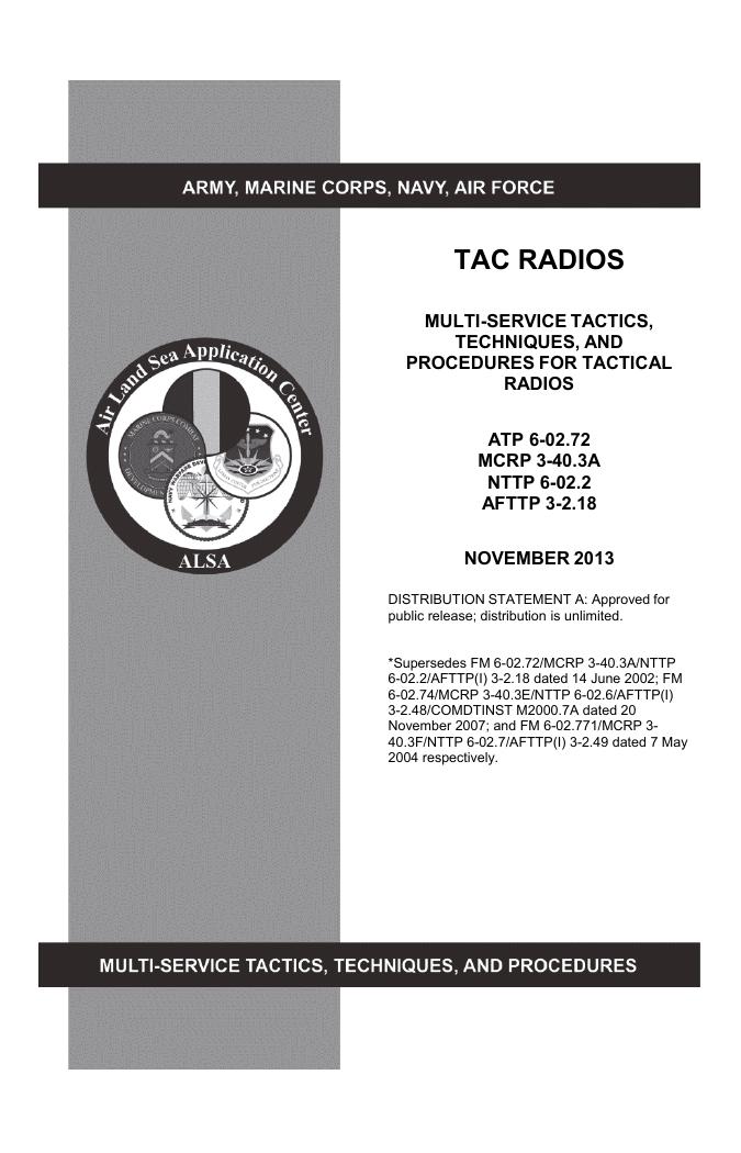 Atp 60272 Tac Radios Department Of The Army
