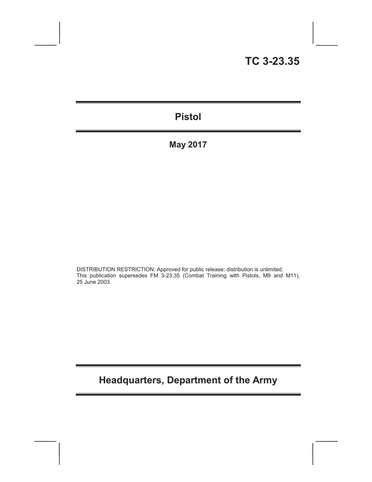 Tc 32335 Pistol Department Of The Army