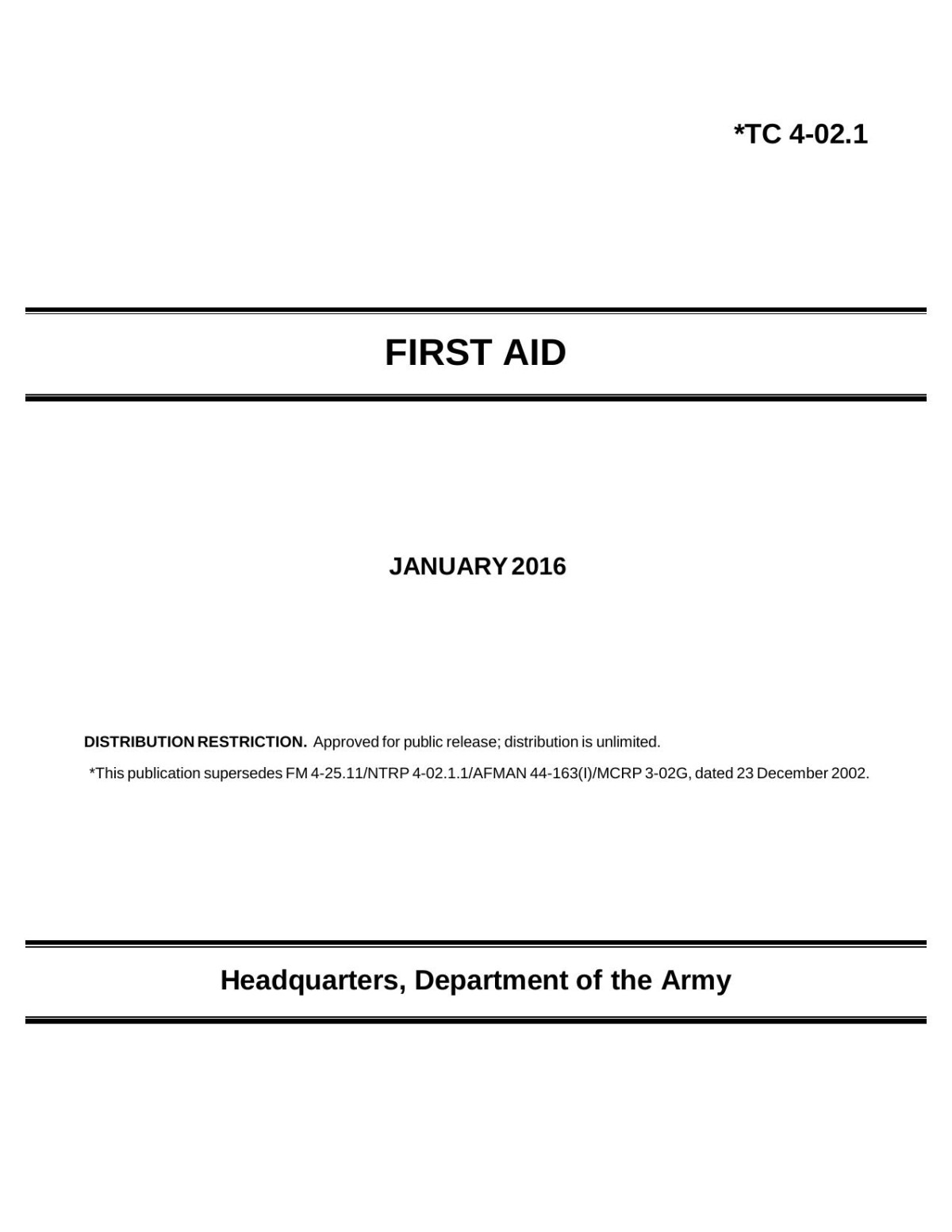 Tc 4021 First Aid Department Of Defense