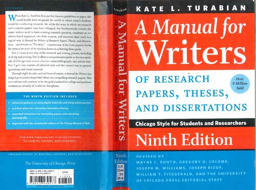 A Manual For Writers Of Research Papers Theses And Dissertations Chicago Style For Students And Researchers 9th Edition Kate L Turabian