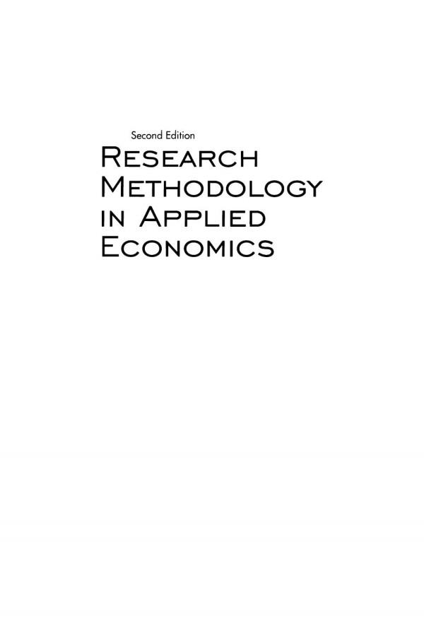 Research Methodology In Applied Economics Second Edition Don E Ethridge