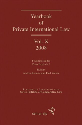 Yearbook Of Private International Law Volume X 2008 Paul Volken Andrea Bonomi Petar Sarcevic