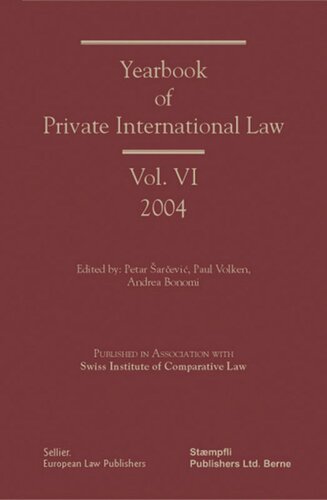 Yearbook Of Private International Law Volume Vi 2004 Petar Sarcevic