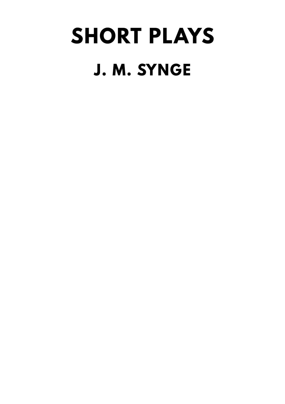 Short Plays J M Synge