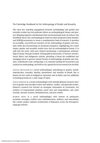 The Cambridge Handbook For The Anthropology Of Gender And Sexuality Cecilia Mccallum