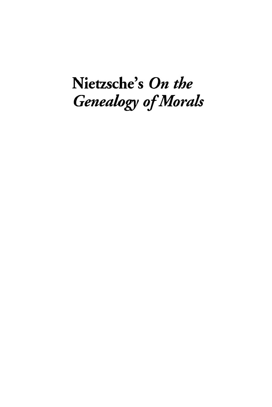 Nietzsches On The Genealogy Of Morals Christa Davis Acampora
