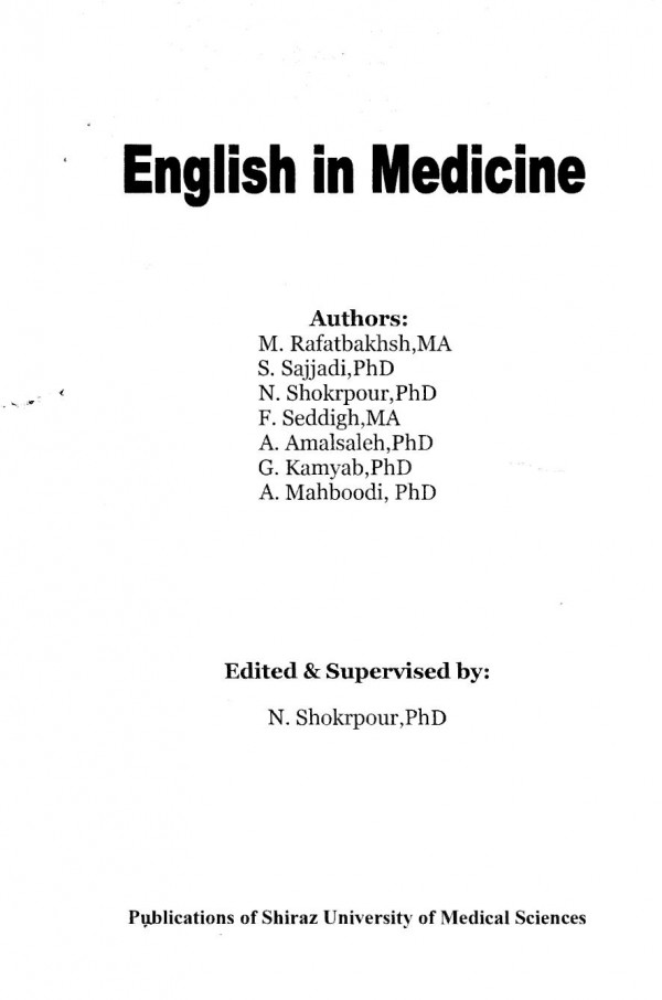 English In Medicine 1st Edition Rafatbakhsh Et Al