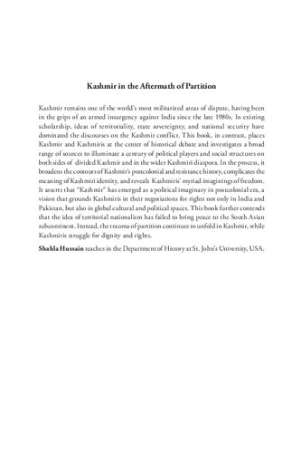 Kashmir In The Aftermath Of Partition Shahla Hussain