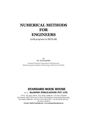Numerical Methods For Engineers Dr Arti Kaushik