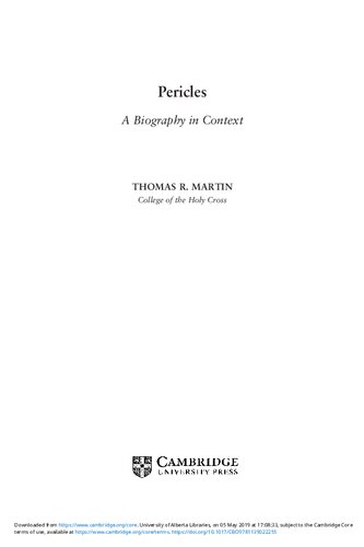 Pericles A Biography In Context Thomas Martin