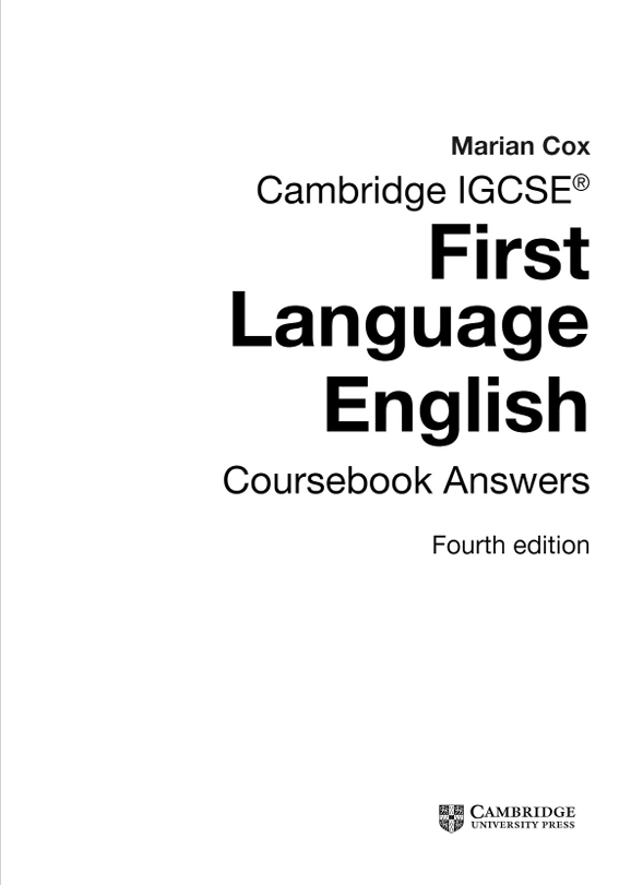 Cambridge Igcse First Language English Coursebook Answers Fourth Edition 4th Edition Marian Cox