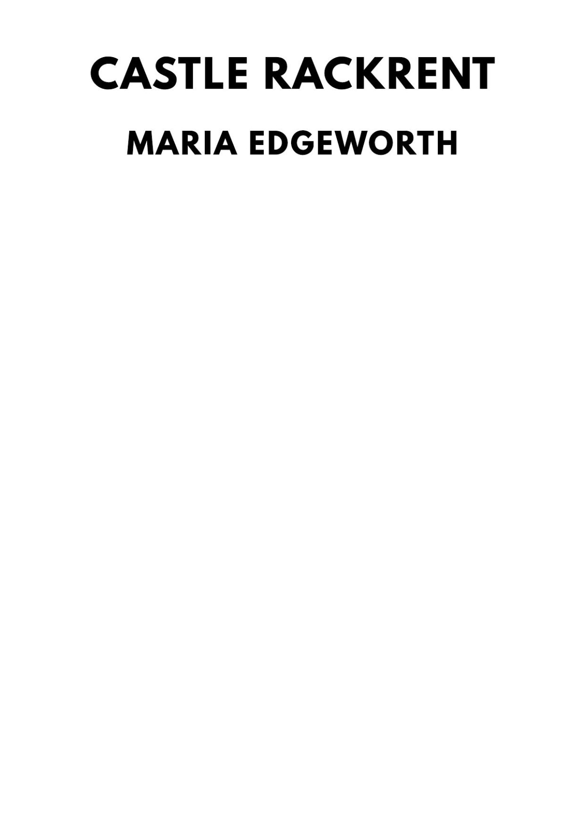 Castle Rackrent Maria Edgeworth
