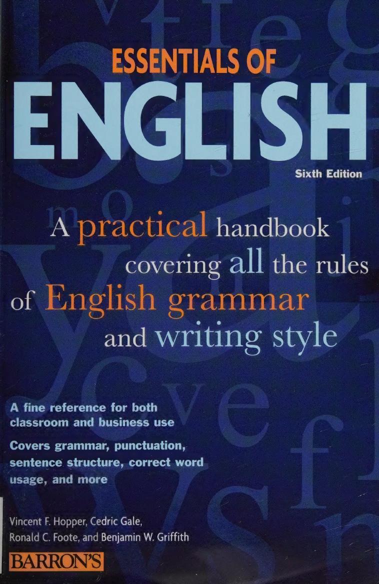 Essentials Of English 6th Vincent F Hopper Cedric Gale