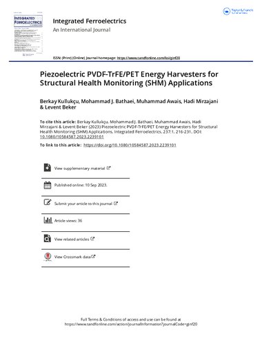 Piezoelectric Pvdftrfepet Energy Harvesters For Structural Health Monitoring Shm Applications Berkay Kulluku