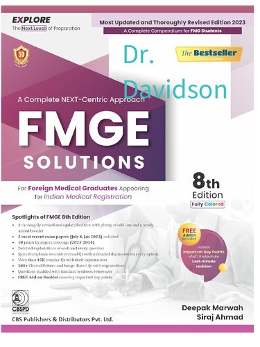 Fmge Solutions 8th Edition For Foreign Medical Graduates Appearing For Indian Medical Registration 8th Edition Dr Deepak Marwah