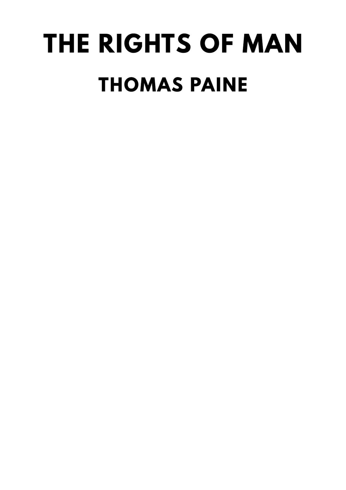 The Rights Of Man Thomas Paine