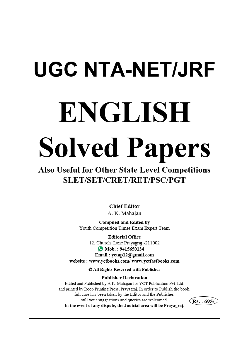 Ugcnetjrf English Paperii Solved Papers From Dec 2004 To June 2023 Yct Expert Team