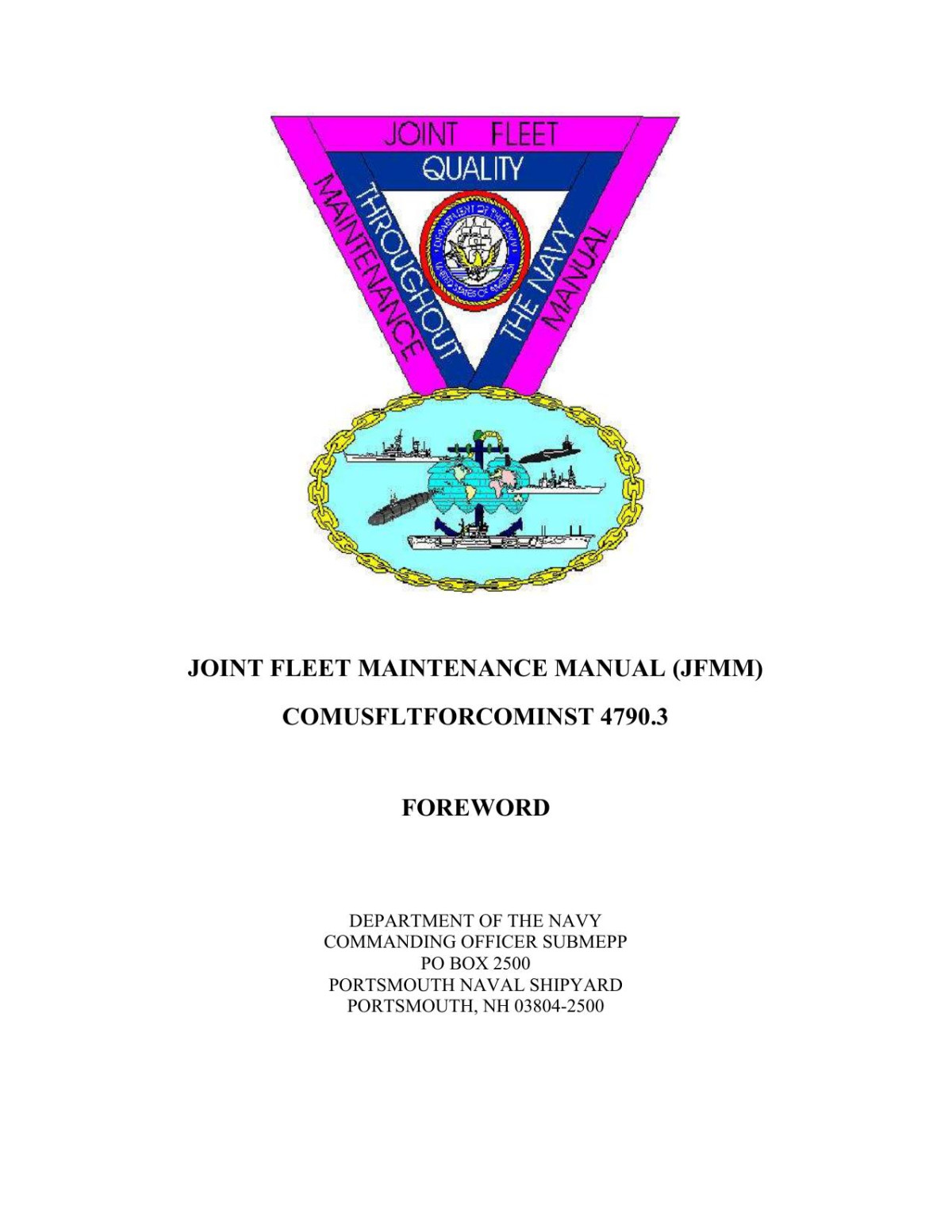 Joint Fleet Maintenance Manual Jfmm Foreword Naval Sea Systems Command