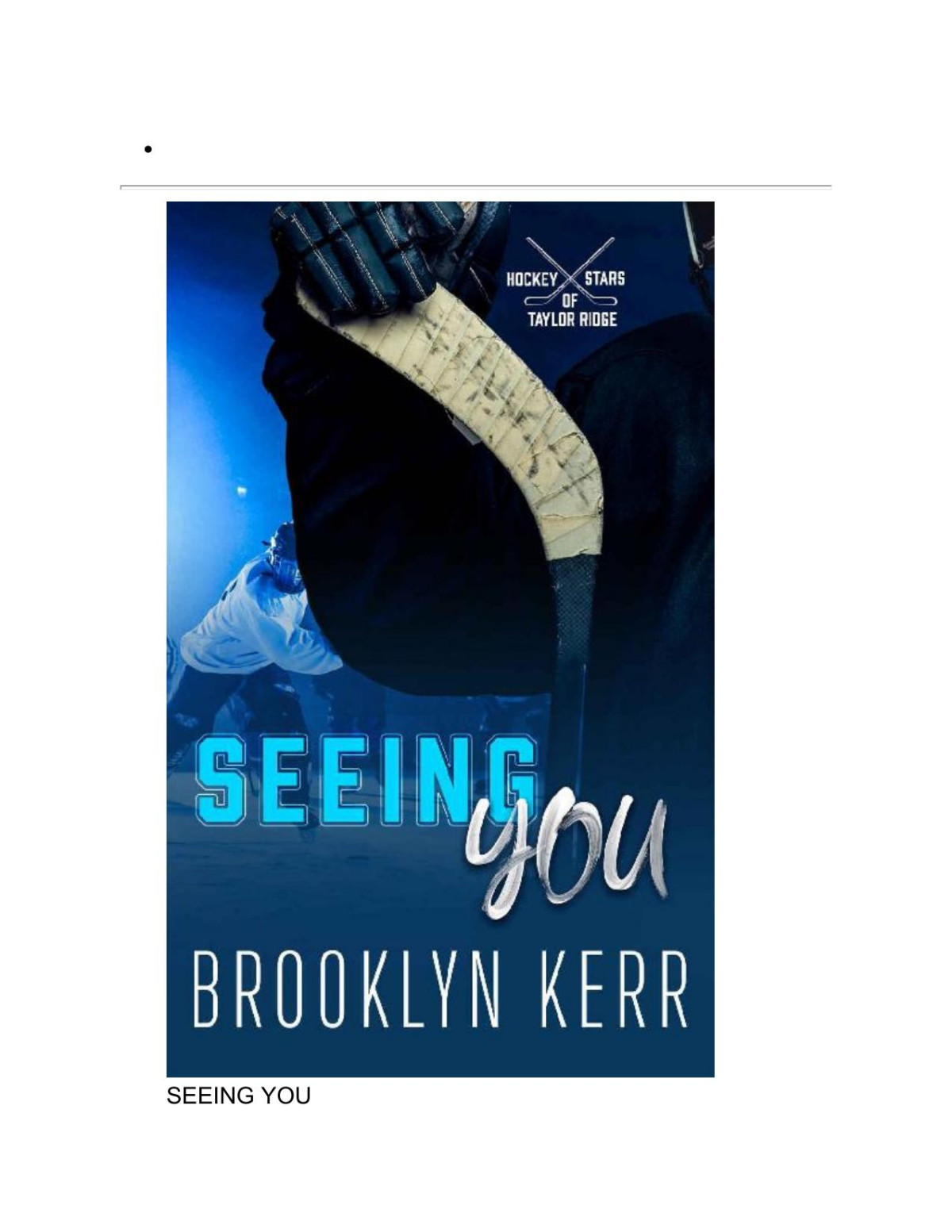 Seeing You Hockey Stars Of Taylor Ridge Book 3 Brooklyn Kerr