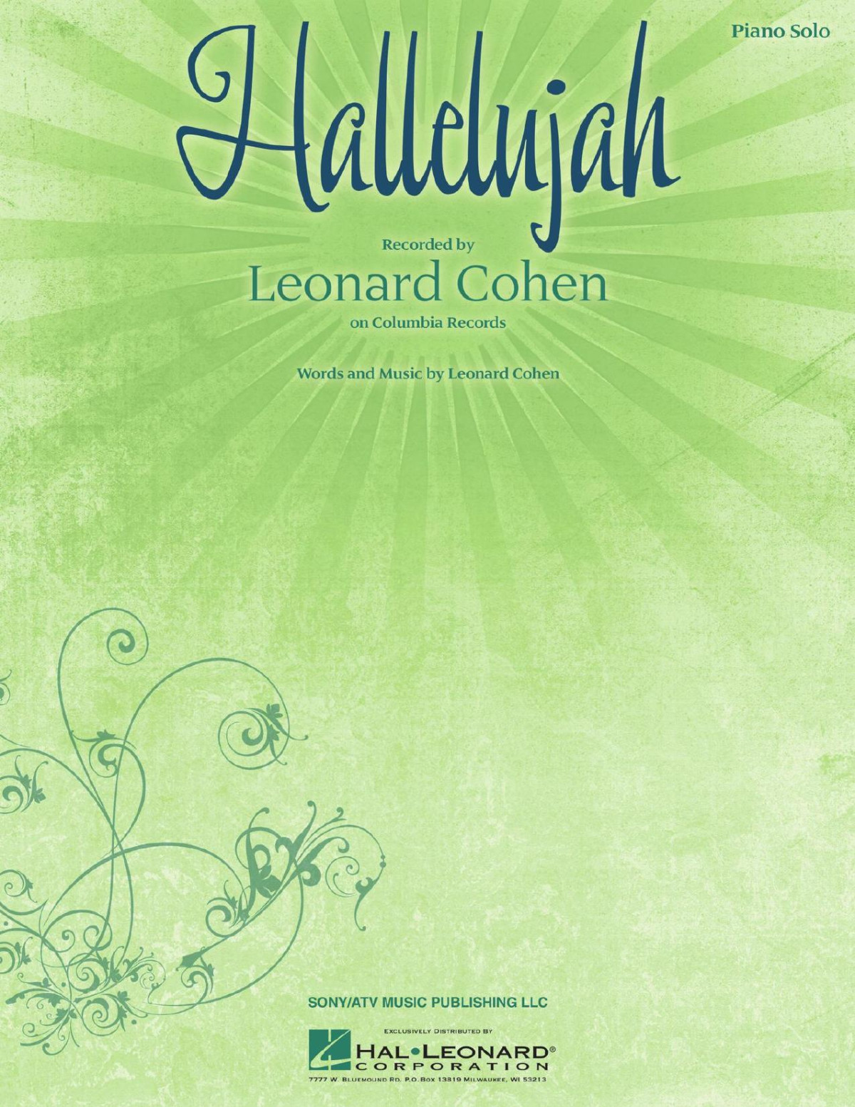 Hallelujah Piano Solo 1st Edition Leonard Cohen