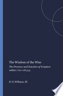 The Wisdom Of The Wise The Presence And Function Of Scripture Within 1 Cor 118323 H H Drake Williams