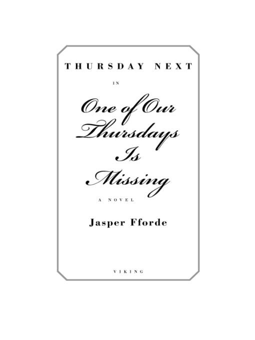 One Of Our Thursdays Is Missing Jasper Fforde